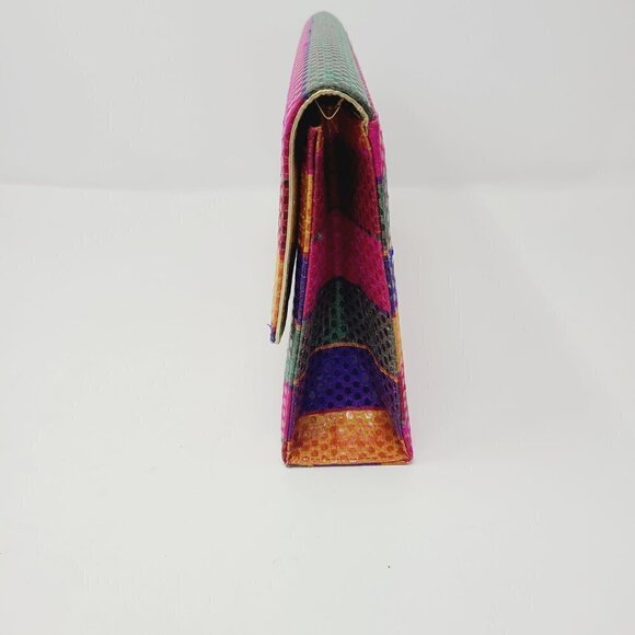 Timothy Hitsman | Vintage Multicolor Large Striped Rectangular Shaped Clutch Bag - Picture 9 of 13